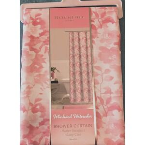 Rockhill Home Pink Rose Floral Watercolor Shower Curtain Water Repellent 72x72